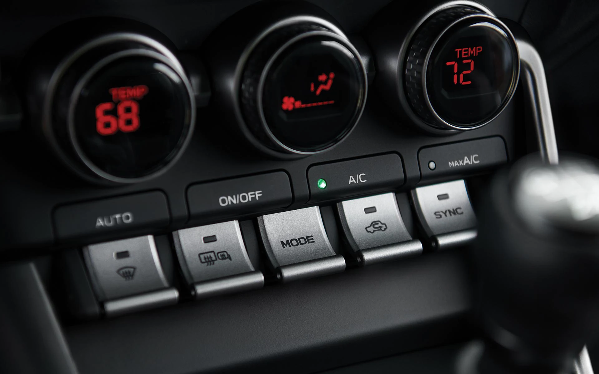 A close up of the climate controls in the 2022 Subaru BRZ.  