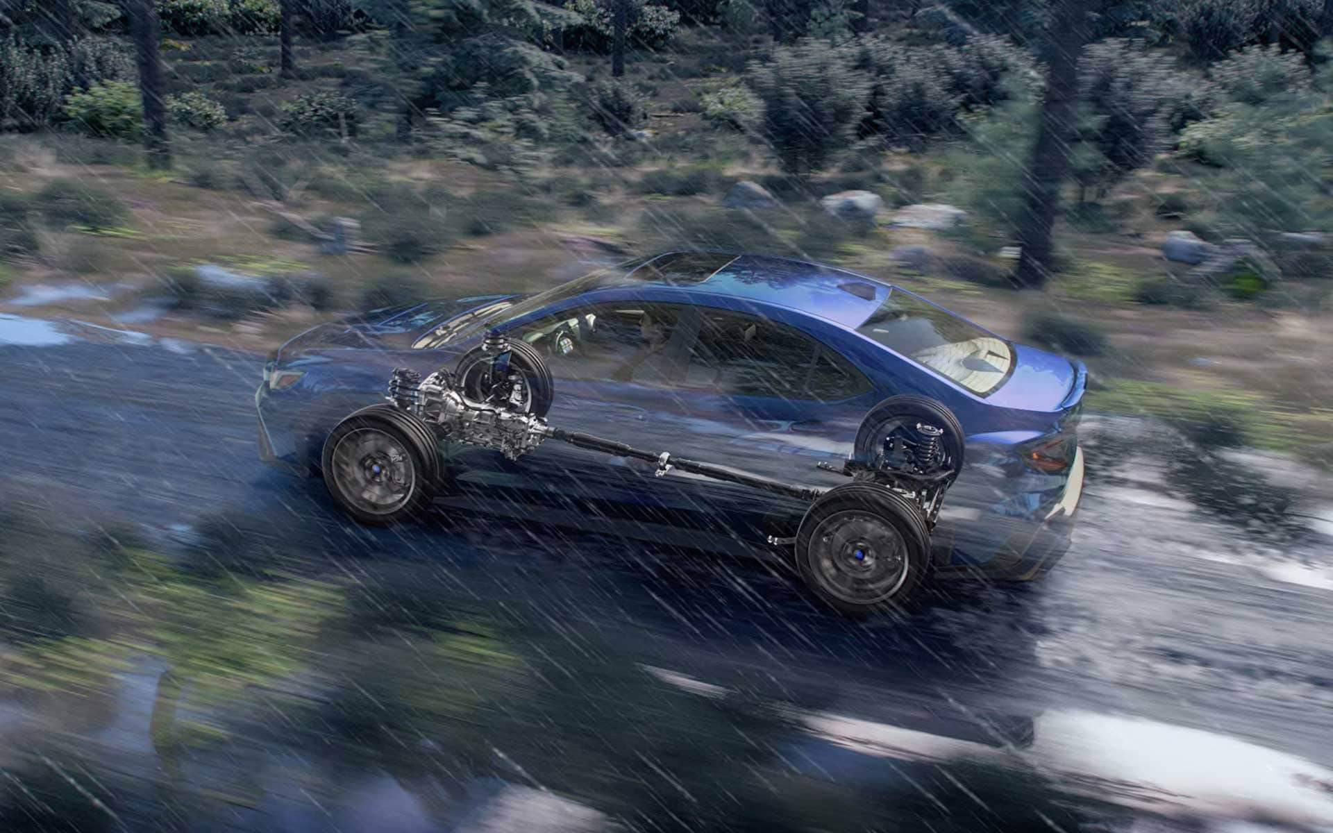 A close up of the 18-inch alloy wheels on the 2022 Subaru WRX.